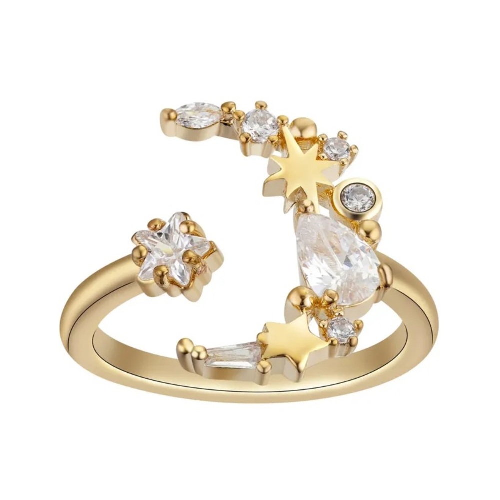 Unwritten Big Dream  Cubic Zirconia Moon Adjustable Ring